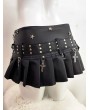 Black Gothic Skull Chain Punk Pleated Mini Skirt