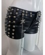 Black Gothic Skull Studded Punk Shorts with Chain