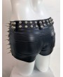 Black Gothic Skull Studded Punk Shorts with Chain