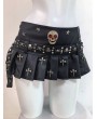 Black Gothic Skull Rivets Punk Mini Skirt