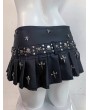 Black Gothic Skull Rivets Punk Mini Skirt