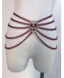 Red Gothic Crystal Skull Chain Belt Harness
