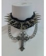 Black and Silver Punk Gothic Cross Spiked Choker