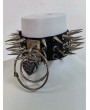 Black and Silver Punk Studded Heart Lock Choker