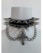 Black Gothic Skull Cross Pendant Punk Spiked Choker