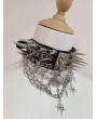 Black and Silver Punk Spiked Star Chain Choker
