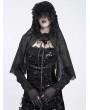Eva Lady Black Gothic Rose Patterned Mesh Mantilla Veil