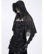 Eva Lady Black Gothic Rose Patterned Mesh Mantilla Veil