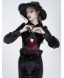 Eva Lady Wine Red Gothic Skull Rose Drawstring Pouch Bag