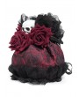 Eva Lady Wine Red Gothic Skull Rose Drawstring Pouch Bag