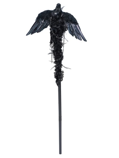 Eva Lady Black Gothic Feather Wing Chain Scepter