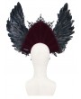 Eva Lady Black and Red Rose Gothic Feather Wing Headband