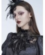 Eva Lady Black Retro Gothic Lace Satin Bow Tie