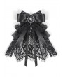 Eva Lady Black Retro Gothic Lace Satin Bow Tie