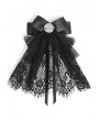 Eva Lady Black Retro Gothic Lace Satin Bow Tie