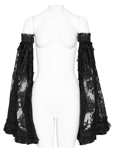 Eva Lady Black Gothic Floral Lace Bell Sleeves