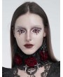 Eva Lady Black and Red Rose Gothic Cross Ruffled Collar