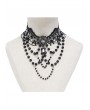 Eva Lady Black Gothic Spider Crystal Beaded Lace Necklace