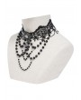 Eva Lady Black Gothic Spider Crystal Beaded Lace Necklace