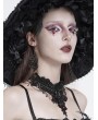 Eva Lady Black Gothic Red Cystral Embroidered Lace Necklace