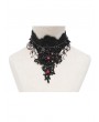 Eva Lady Black Gothic Red Cystral Embroidered Lace Necklace