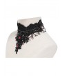 Eva Lady Black Gothic Red Cystral Embroidered Lace Necklace