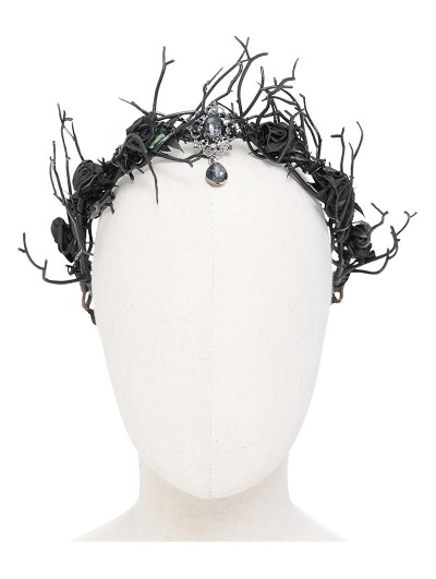 Eva Lady Black Gothic Branch Rose Crown Headdress