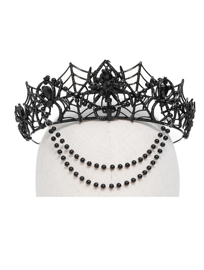 Eva Lady Black Gothic Spider Web Chain Crown Headdress