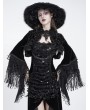 Eva Lady Black Retro Gothic Beaded Fringe Bolero Cape for Women