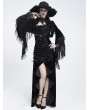 Eva Lady Black Retro Gothic Beaded Fringe Bolero Cape for Women