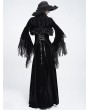Eva Lady Black Retro Gothic Beaded Fringe Bolero Cape for Women