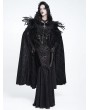 Eva Lady Black Retro Gothic Feather Hooded Cloak for Women