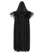 Eva Lady Black Retro Gothic Feather Hooded Cloak for Women
