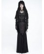 Eva Lady Black Gothic Floral Lace Tassel Hooded Cloak for Women