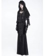 Eva Lady Black Gothic Floral Lace Tassel Hooded Cloak for Women