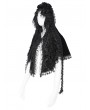 Eva Lady Black Gothic Floral Lace Tassel Hooded Cloak for Women
