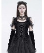 Eva Lady Black Gothic Floral Lace Applique Ruffled Corset Top