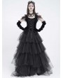 Eva Lady Black Gothic Floral Lace Applique Ruffled Corset Top