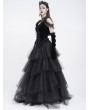 Eva Lady Black Gothic Floral Lace Applique Ruffled Corset Top