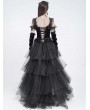 Eva Lady Black Gothic Floral Lace Applique Ruffled Corset Top