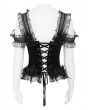 Eva Lady Black Gothic Floral Lace Applique Ruffled Corset Top