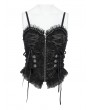 Eva Lady Black Gothic Ruffle Lace Trim Corset Top for Women