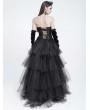 Eva Lady Black Gothic Mesh Pattern Irregular Hem Corset