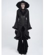 Eva Lady Black Gothic Plush Fur Trim Flared Coat for Women
