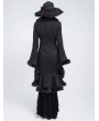 Eva Lady Black Gothic Plush Fur Trim Flared Coat for Women