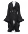 Eva Lady Black Gothic Plush Fur Trim Flared Coat for Women