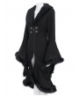 Eva Lady Black Gothic Plush Fur Trim Flared Coat for Women