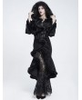 Eva Lady Black Gothic Faux Fur Trim Hooded Buckle Coat for Women