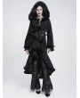 Eva Lady Black Gothic Faux Fur Trim Hooded Buckle Coat for Women