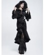 Eva Lady Black Gothic Faux Fur Trim Hooded Buckle Coat for Women